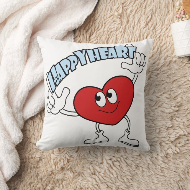 Happy Heart Throw Pillow – Cute Cartoon Design Kissen (Decke)