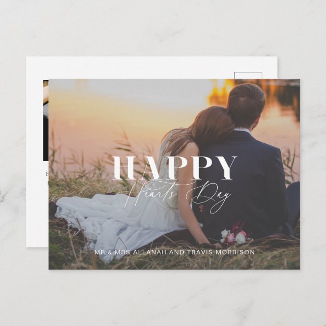 Happy Hearts Day Foto Valentinstag Postkarte (Vorne/Hinten)