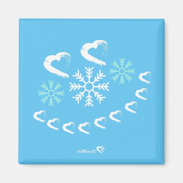 Happy Hearts Snowflake Weihnachtsmagnet Magnet (Vorne)