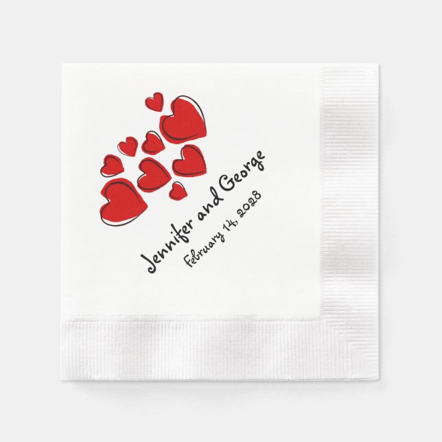 Happy Hearts Valentine's Day Wedding Napkins Serviette (Vorderseite)