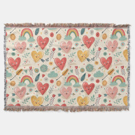 Happy Hearts - Whimsical Valentinstag Pattern Decke