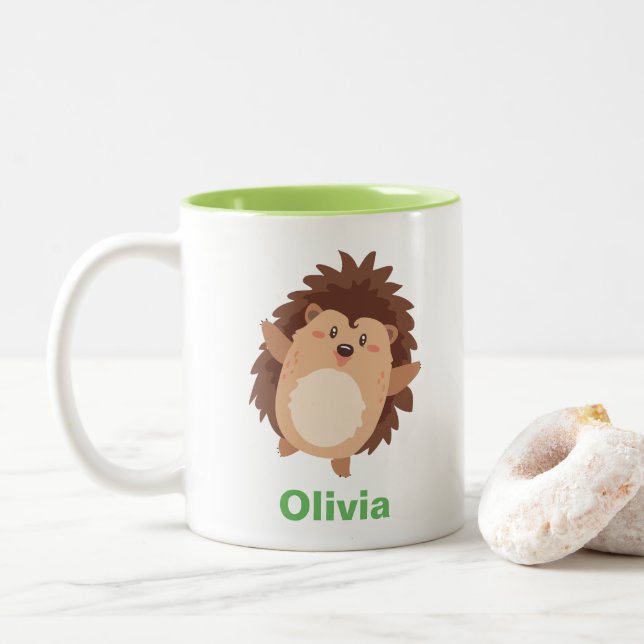Happy Hedge Hog Personalisiert Work Tasse (Mit Donut)