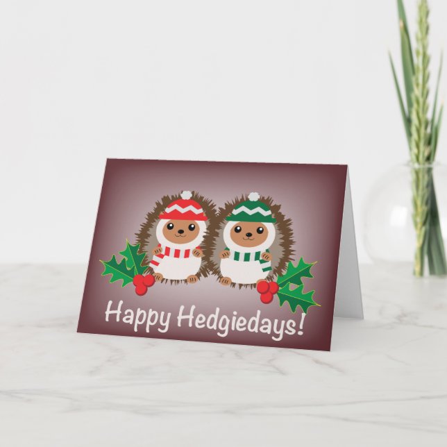 Happy Hedgiedays Weihnachtskarte Karte (Vorderseite)