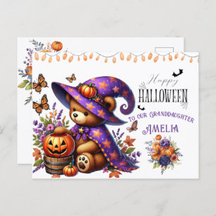 Happy Helloween Niedlich Wizard Bear Feiertagspostkarte