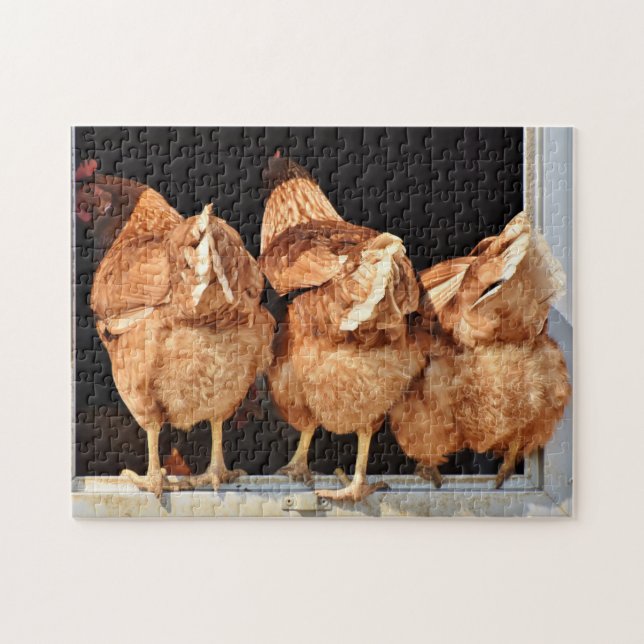 Happy Hens Funny Chicken Hintern Foto Puzzle (Horizontal)