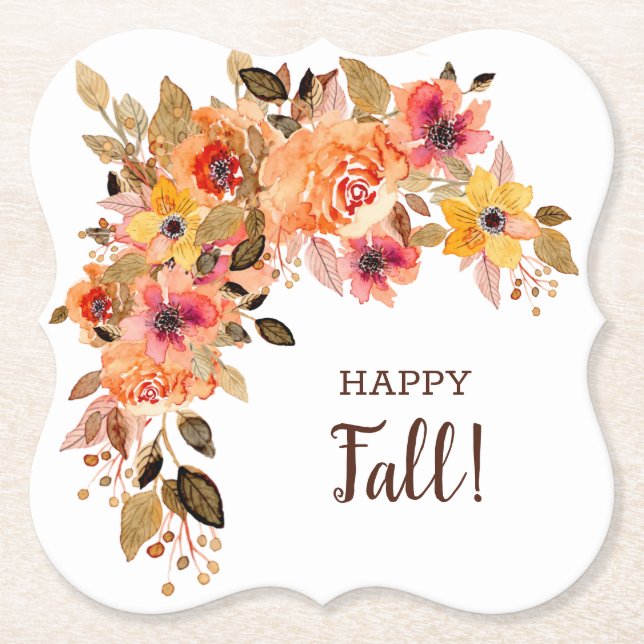 Happy Herbst Blume Blütenhalterung Untersetzer (Vorderseite)