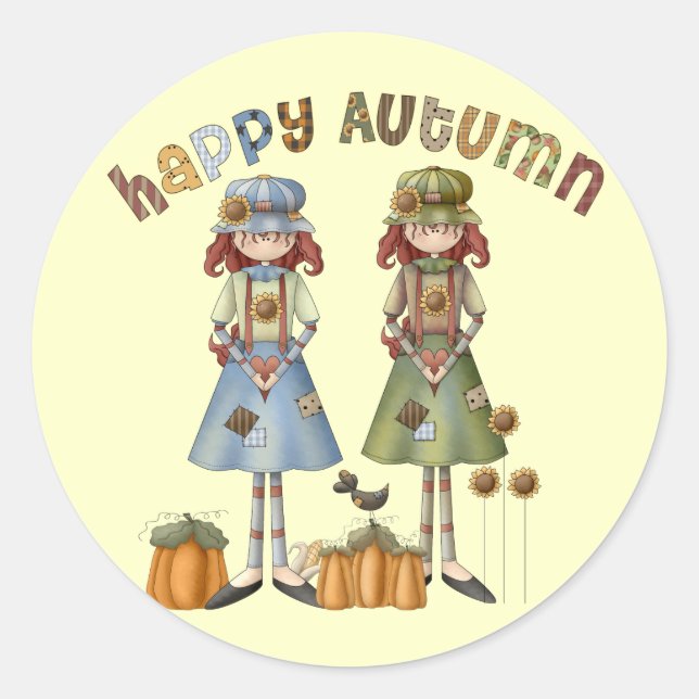 Happy Herbst Erntedank Round Stickers (Vorderseite)