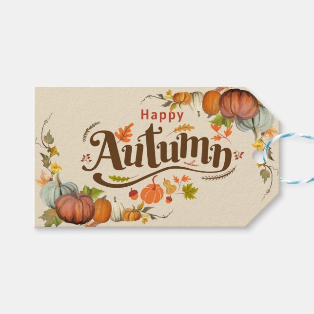 Happy Herbst Herbst Erntedank Geschenkanhänger (Vorderseite (Horizontal))
