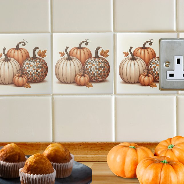 Happy Herbst Herbst farbenfrohe Pumpkins Fliese (Happy Fall Autumn colorful Pumpkins Ceramic Tile)