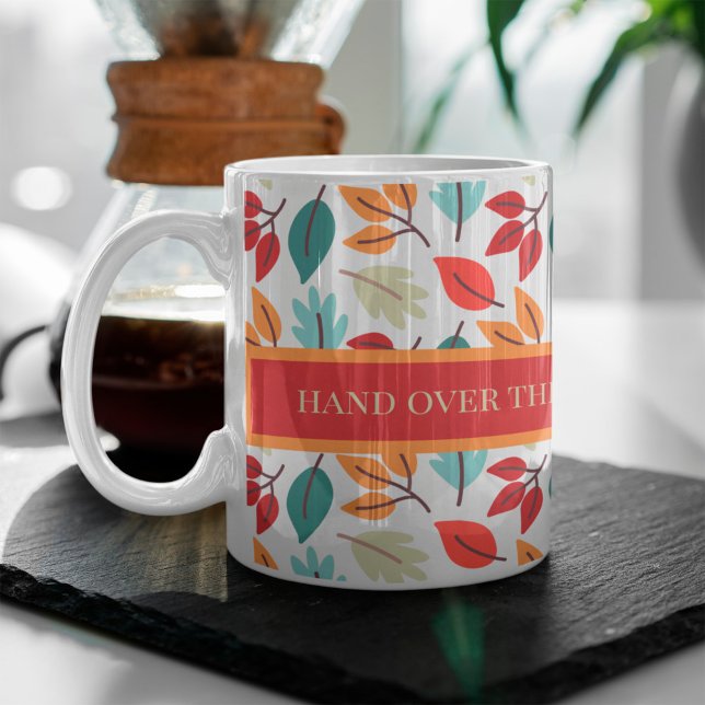 Happy Herbst personalisierte Blätter Muster Kaffeetasse (Von Creator hochgeladen)
