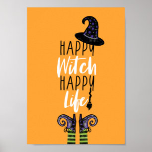 Happy Hexe Happy Life Orange Halloween Hexe Poster
