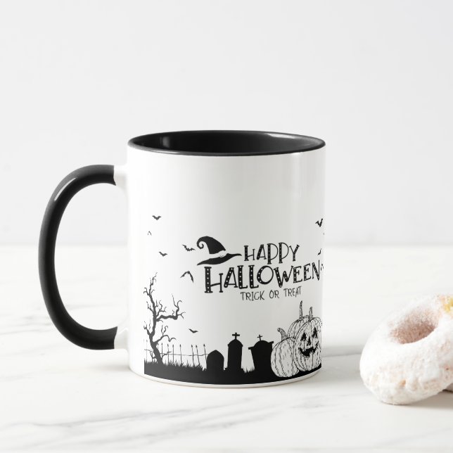 Happy Hhalloween Trick oder Leckerbissen Tasse (Mit Donut)
