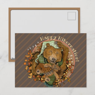 Happy Hibernation Cudly Bear Pillow Case Feiertagspostkarte
