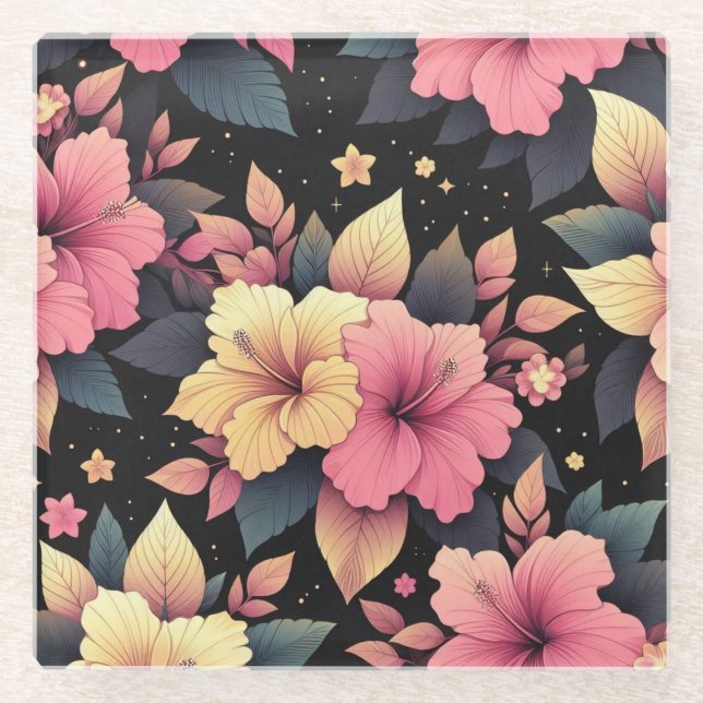 Happy Hibiskus Glasuntersetzer (Vorderseite)