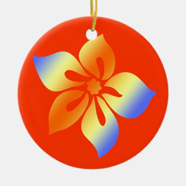 Happy Hibiskus Hawaiian Ornaments Keramikornament (Vorne)