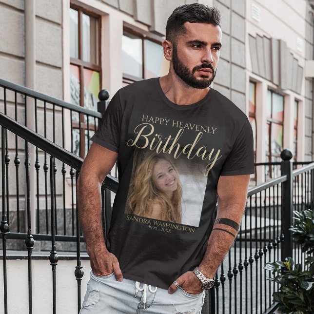 Happy Himmlisch Birthday Foto Memorial T - Shirt (Von Creator hochgeladen)