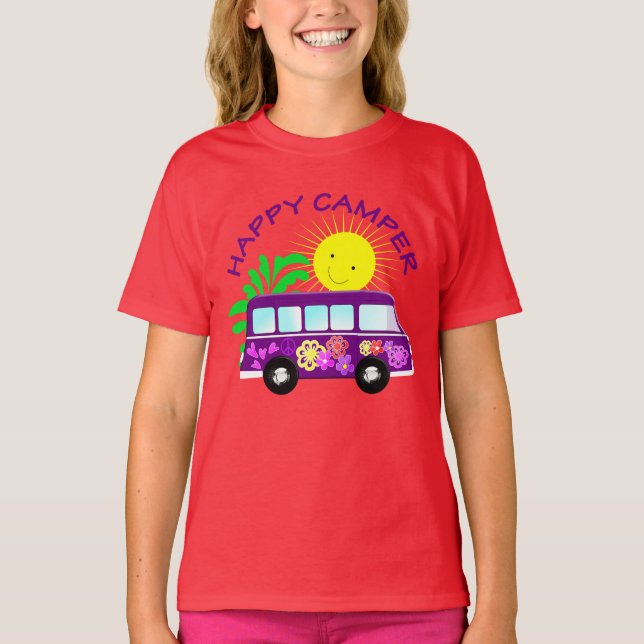Happy Hippie Camper Van Fun farbenfrohe Grafik T-Shirt (Vorderseite)