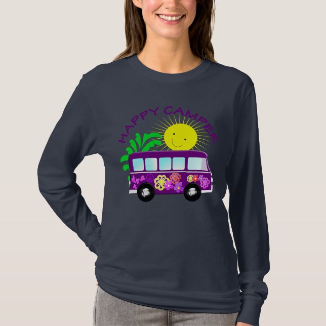Happy Hippie Camper Van Fun farbenfrohe Grafik T-Shirt (Vorderseite)