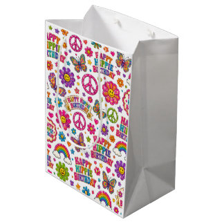 Happy Hippie Geburtstagsgeschenktüte Mittlere Geschenktüte