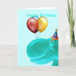 Happy Hippo Aquamarin Geburtstag Karte