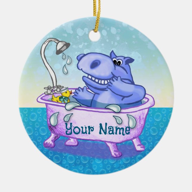 Happy Hippo Bath Keramik Ornament (Vorne)
