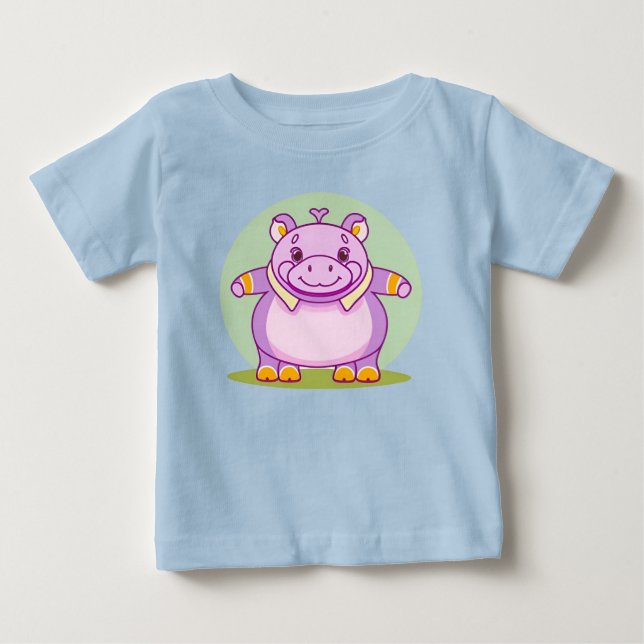 Happy Hippo Character Baby T-shirt (Vorderseite)