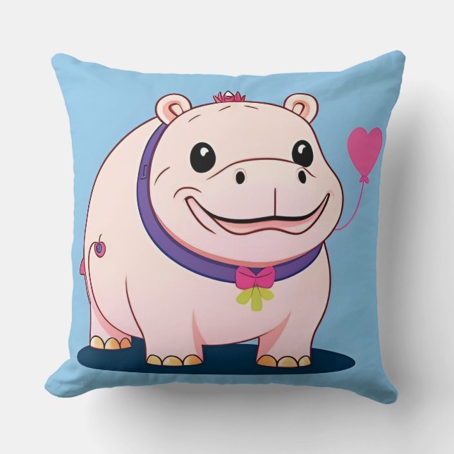 Happy Hippo Character Kissen (Vorderseite)