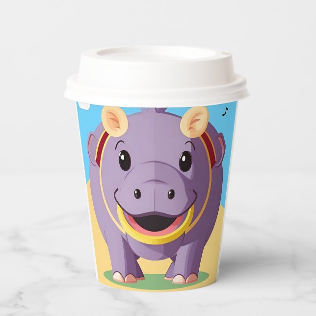 Happy Hippo Character Pappbecher (Vorderseite)