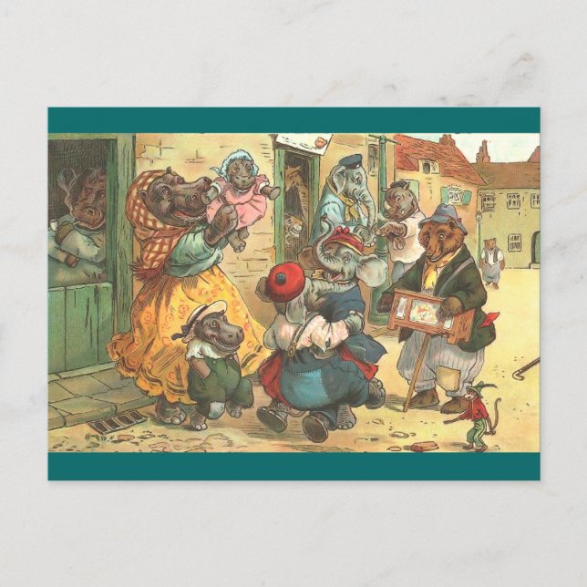 Happy Hippo Family Postkarte (Vorderseite)