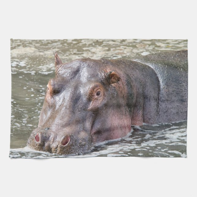 Happy Hippo Geschirrtuch (Horizontal)