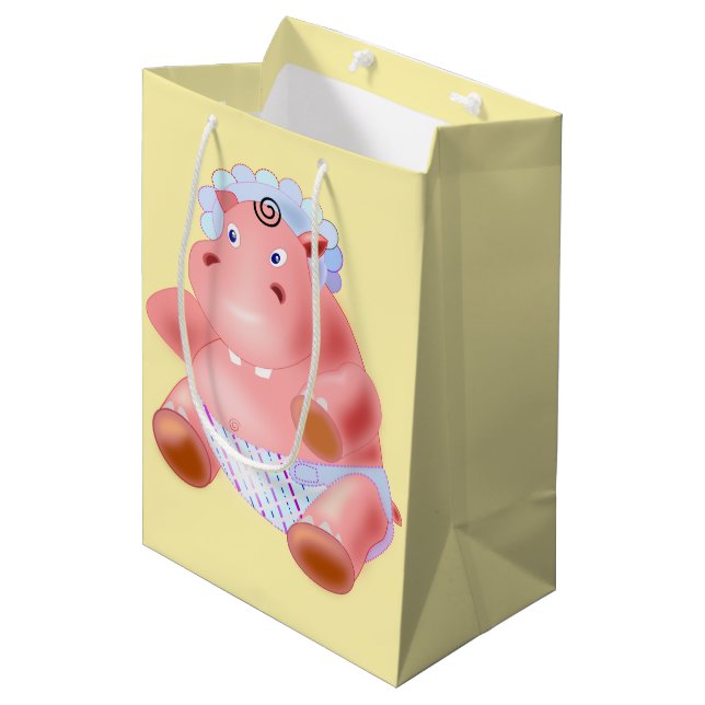 Happy Hippo Gift Bag Mittlere Geschenktüte (Vorderseite Schrägansicht)