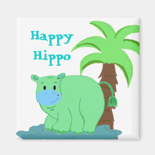 Happy Hippo im Wasser Magnet
