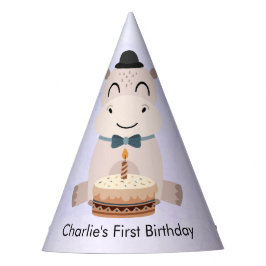 Happy Hippo mit Geburtstagskuchen Partyhütchen