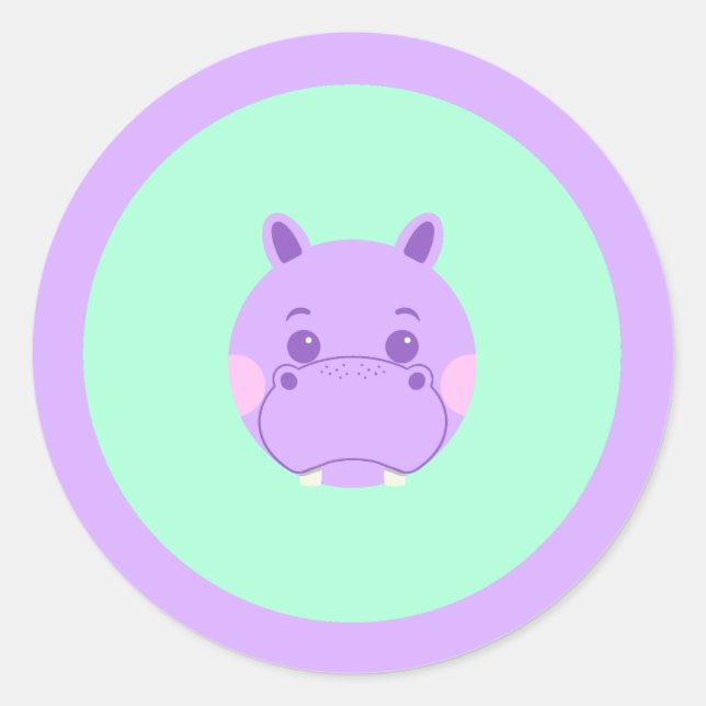 Happy Hippo Runder Aufkleber (Vorderseite)