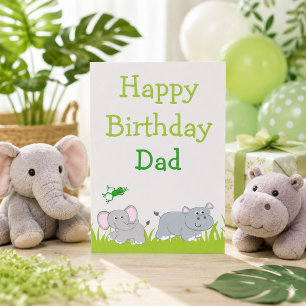 Happy Hippo und Elefant Vater Geburtstag Feiertagskarte
