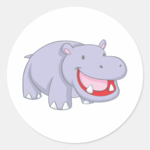 Happy Hippopotamus Runder Aufkleber