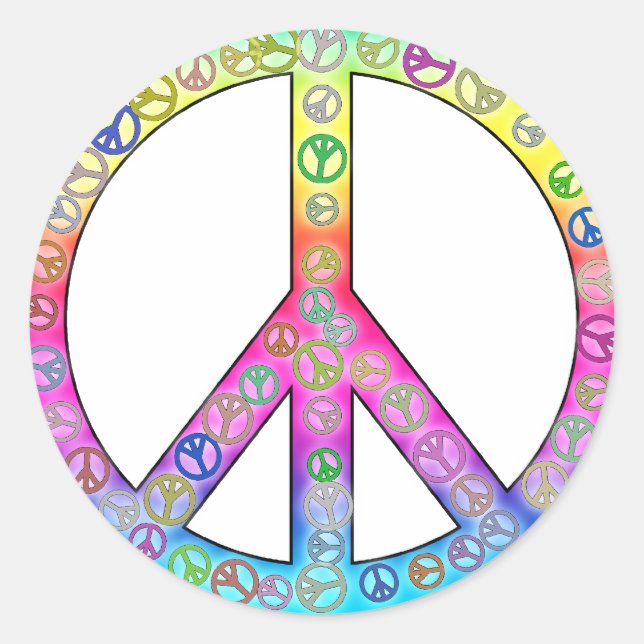 Happy Hippy Color Peace Sign Sticker (Vorderseite)