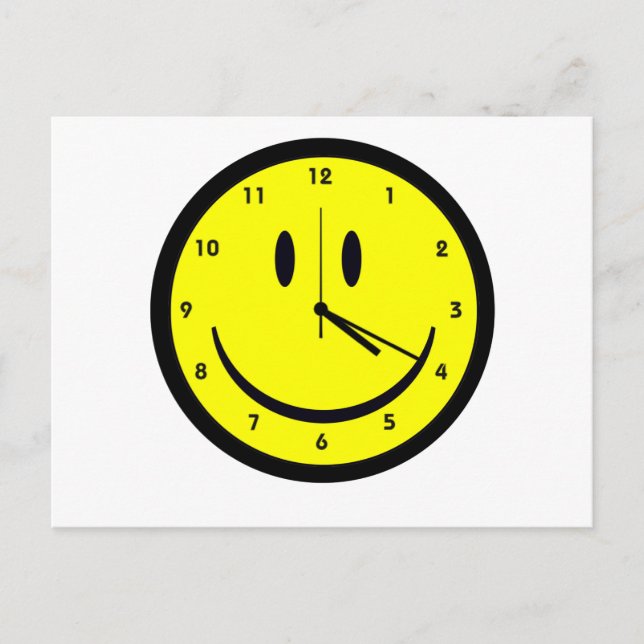 Happy Hippy face Uhr Postkarte (Vorderseite)