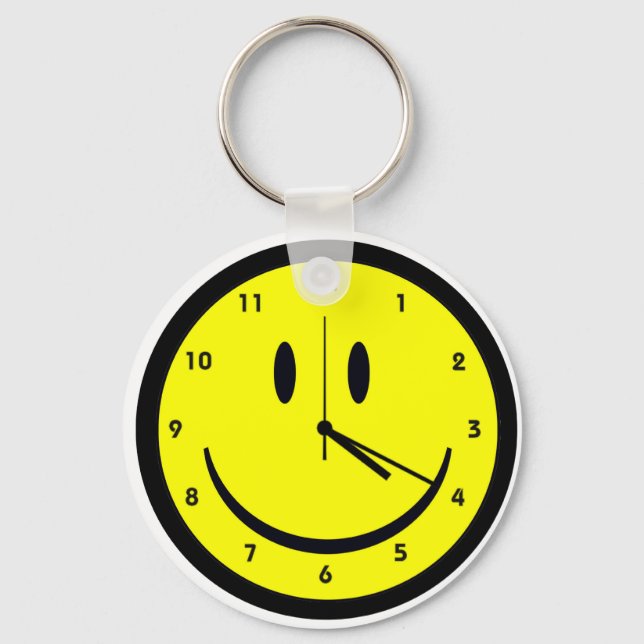 Happy Hippy face Uhr Schlüsselanhänger (Vorderseite)