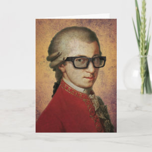 Happy Hipster Mozart Funny Glasses Karte