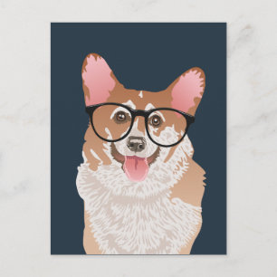 Happy Hipster Pembroke Welsh Corgi Postkarte