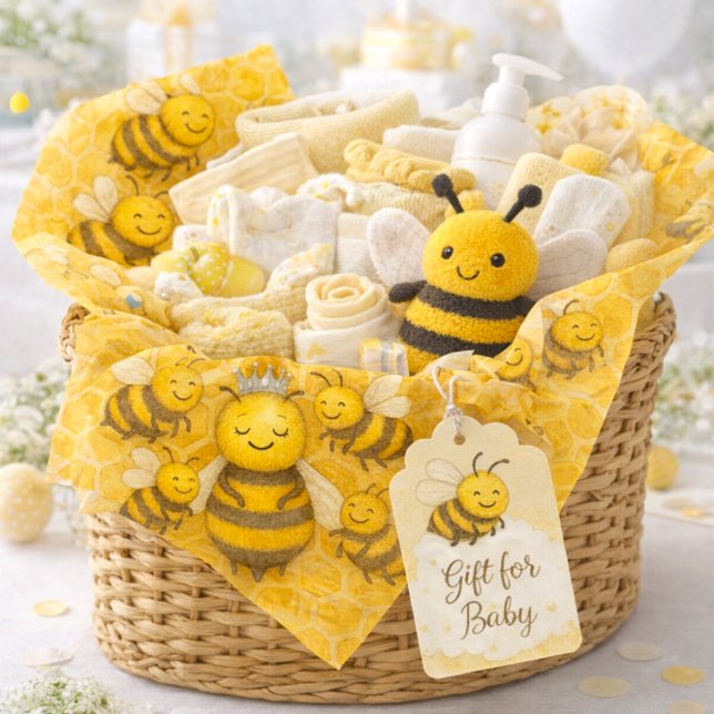 Happy Hive Queen Bee Craft  Seidenpapier (Line baby's gift basket with sweet bee tissue paper. )