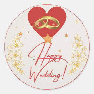 Happy Hochzeitsticker Runder Aufkleber