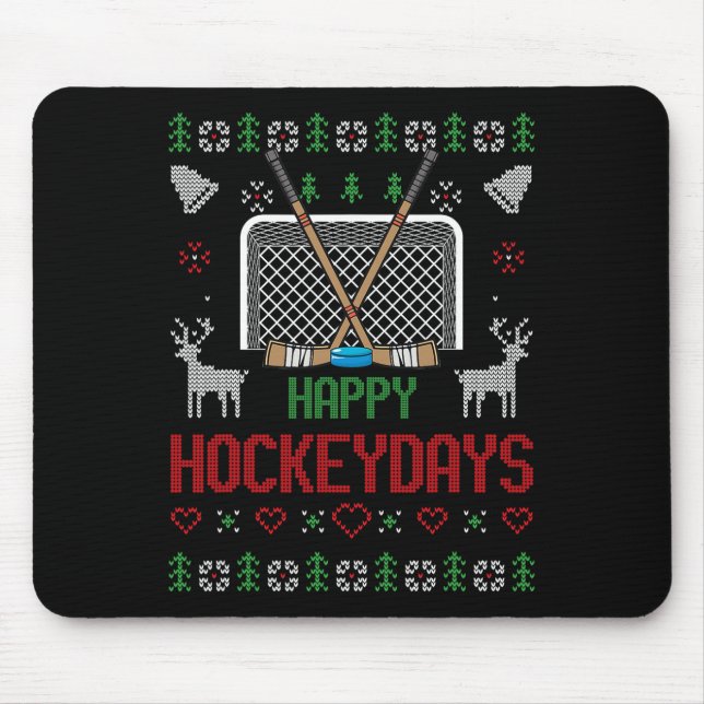 Happy Hockey Days Hockeydays Ugly Christmas Xmas S Mousepad (Vorne)