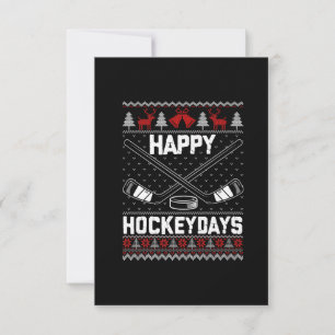 Happy Hockeydays Funny Christmas Ice Hockey Player Dankeskarte