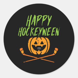 Happy Hockeyween Eishockey Halloween Kostüme Männe Runder Aufkleber