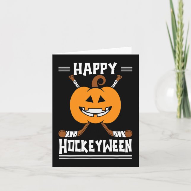 Happy Hockeyween Halloween Eishockeyspieler und H Karte (Vorderseite)