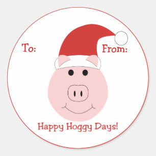 Happy Hoggy Days Weihnachtsgeschenk Tag Aufkleber