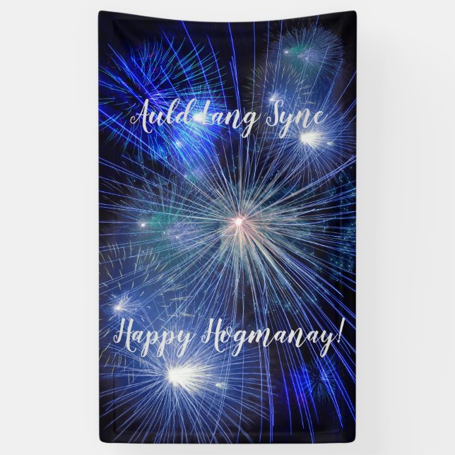 Happy Hogmanay Auld Lang Syne Fireworks Banner (Vertikal)