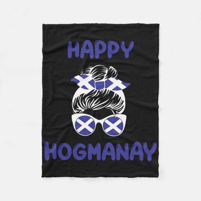 Happy Hogmanay Scotland New Years Eve Messy Bun Wo Fleecedecke (Vorderseite)